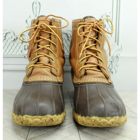 LL Bean Brown Leather Insulated Waterproof Ankle Duck Boots Size 10 M - Picture 4 of 10